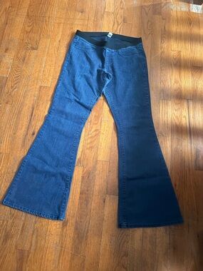 Old Navy Dark Blue Flare Jeans with Elastic Waist